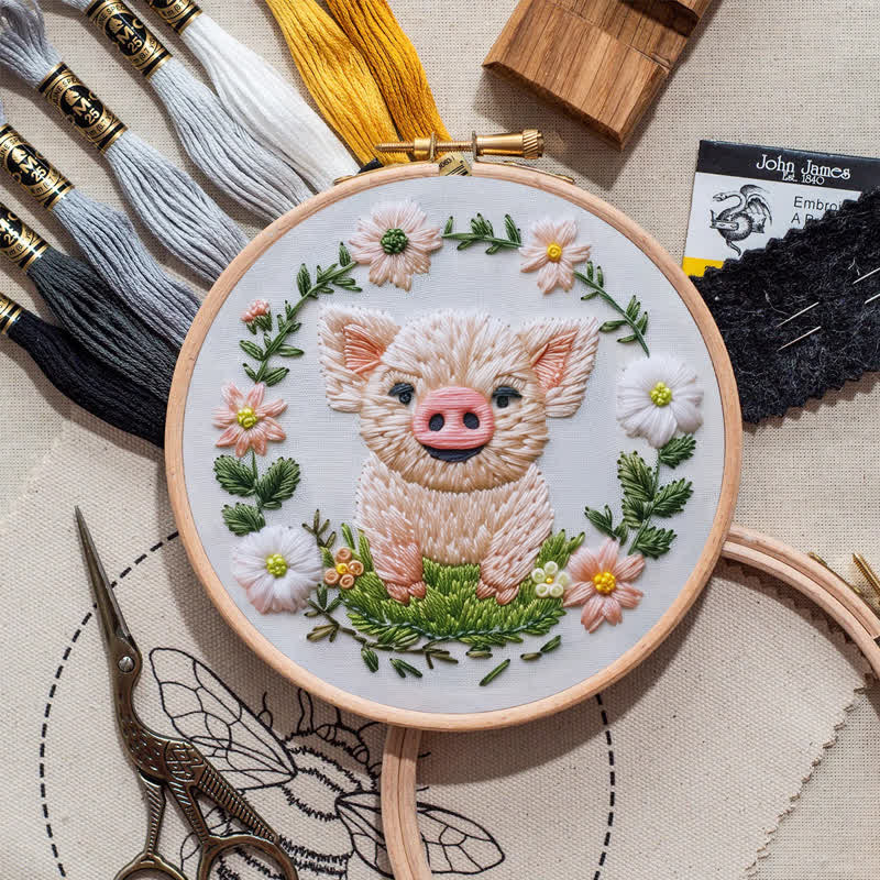 Rubbyoo Embroidery Kit - Floral Pig - image 9