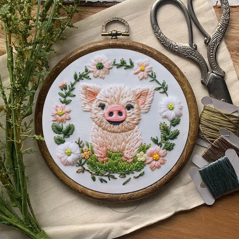 Rubbyoo Embroidery Kit - Floral Pig - image 8