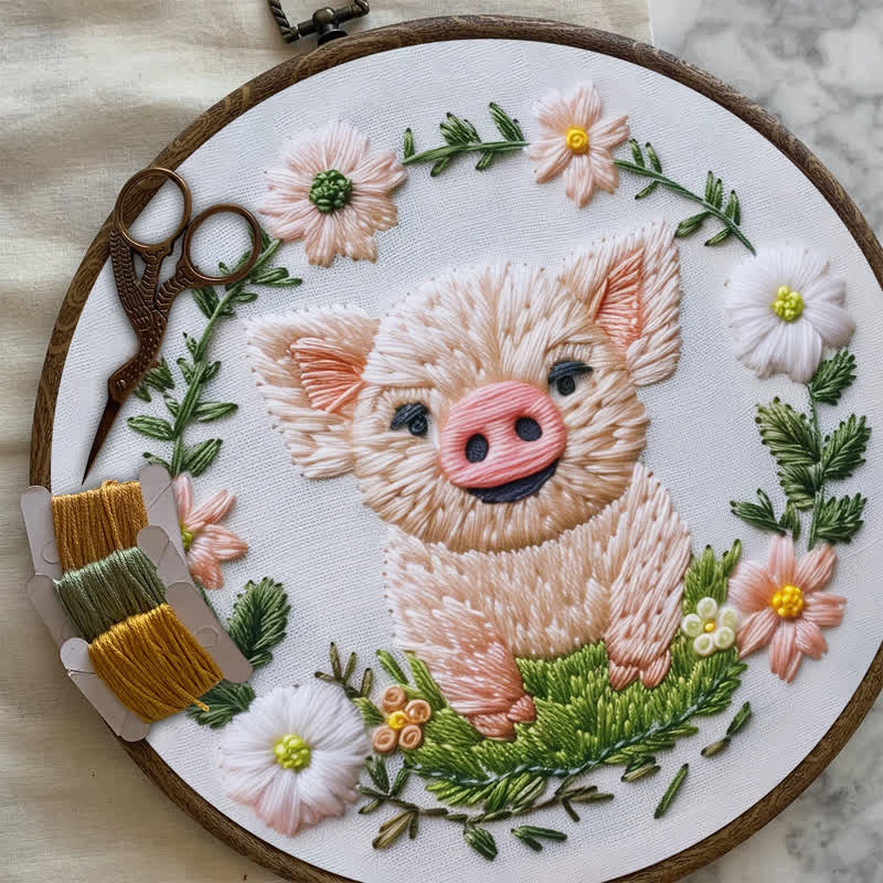 Rubbyoo Embroidery Kit - Floral Pig - image 7