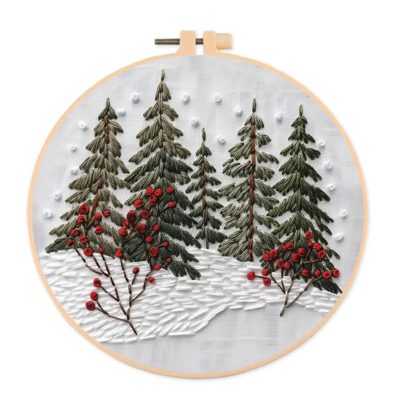 Rubbyoo Embroidery Kit - Winter Forest Snow Scene - 20*20cm - image 0