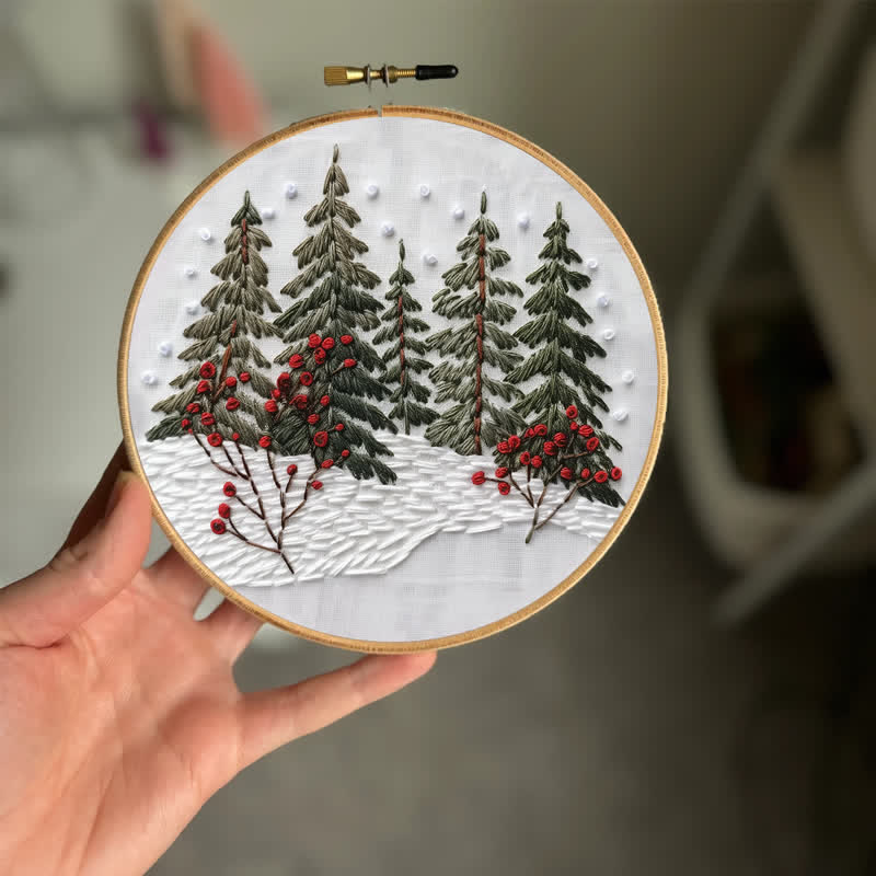 Rubbyoo Embroidery Kit - Winter Forest Snow Scene - image 1