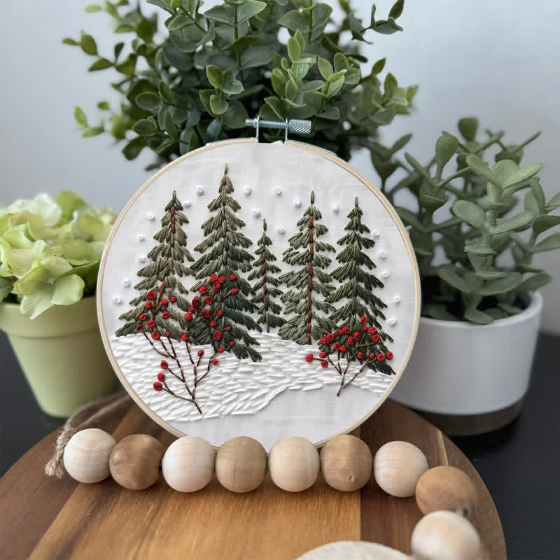 Rubbyoo Embroidery Kit - Winter Forest Snow Scene - image 2
