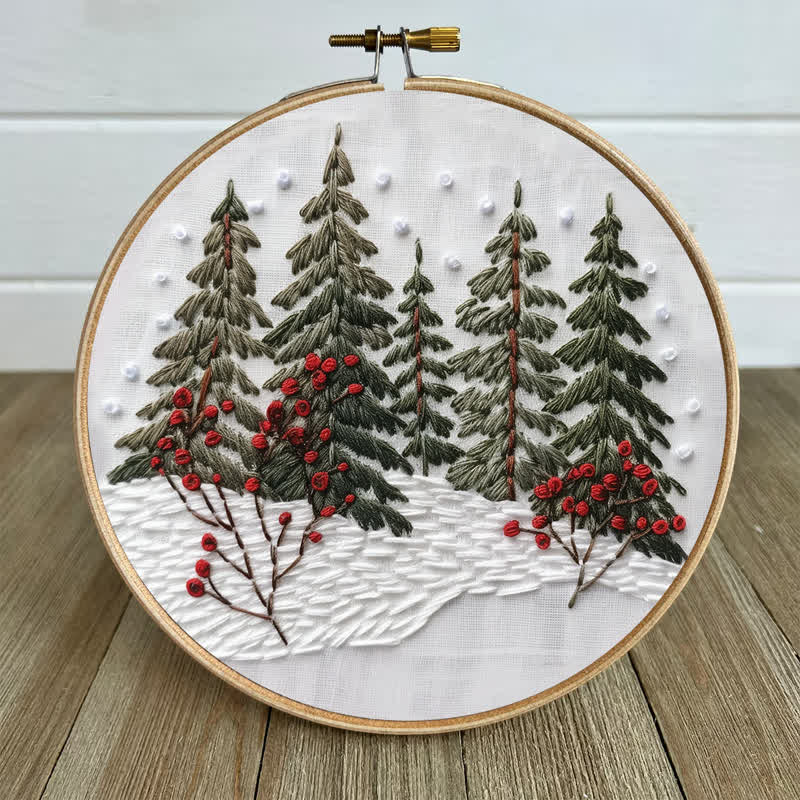 Rubbyoo Embroidery Kit - Winter Forest Snow Scene - image 4