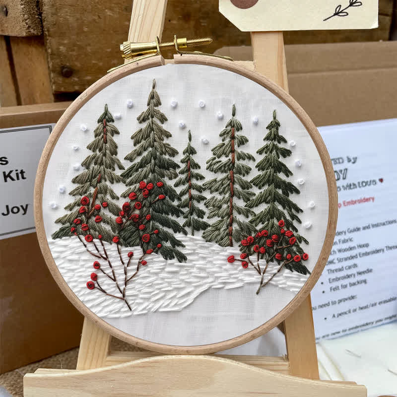 Rubbyoo Embroidery Kit - Winter Forest Snow Scene - image 5