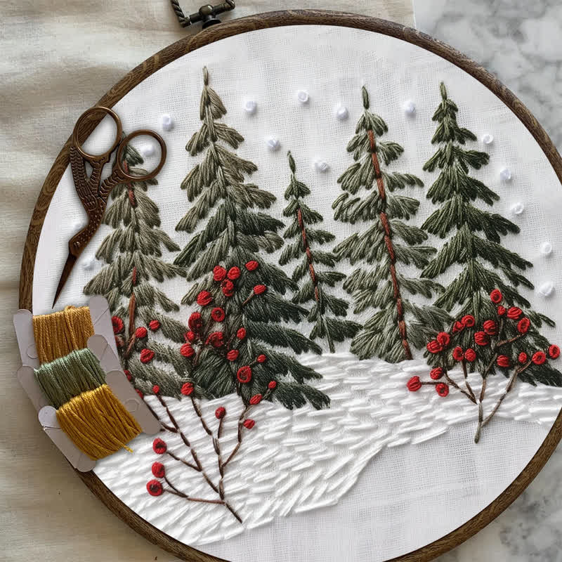 Rubbyoo Embroidery Kit - Winter Forest Snow Scene - image 6
