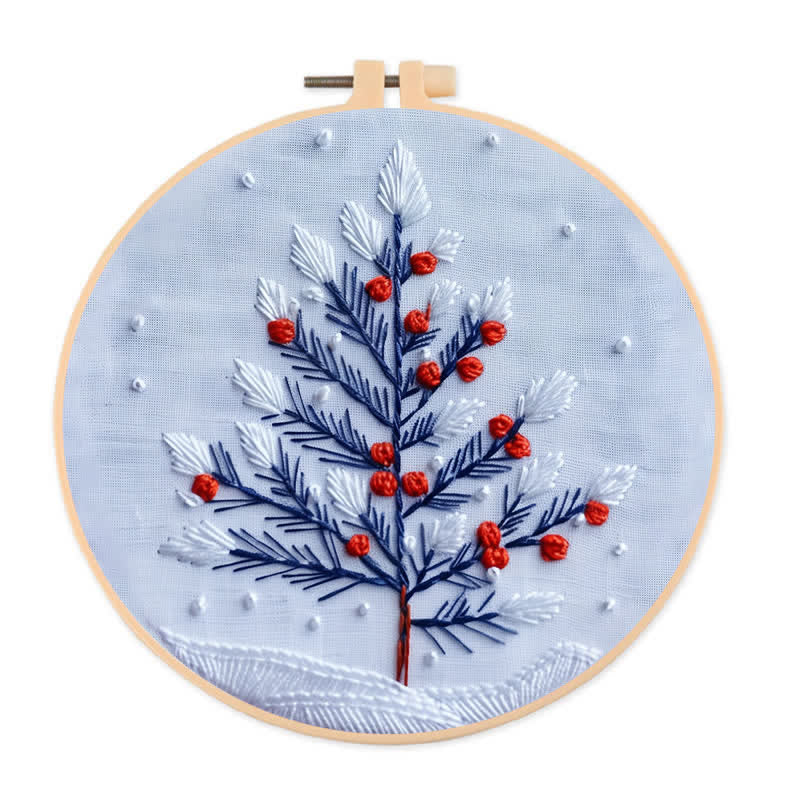Rubbyoo Embroidery Kit - Winter Snowy Christmas Tree - image 0