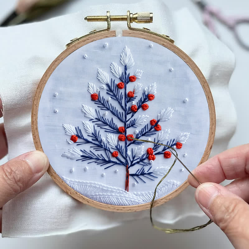 Rubbyoo Embroidery Kit - Winter Snowy Christmas Tree - image 3