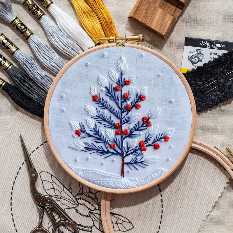 Rubbyoo Embroidery Kit - Winter Snowy Christmas Tree - image 8