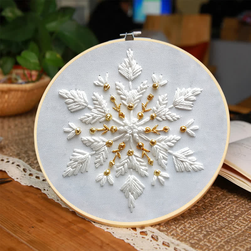 Rubbyoo Embroidery Kit - Gold and White Snowflake - image 3