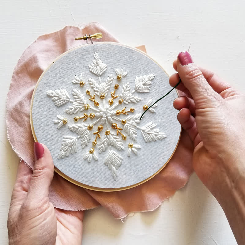 Rubbyoo Embroidery Kit - Gold and White Snowflake - image 2