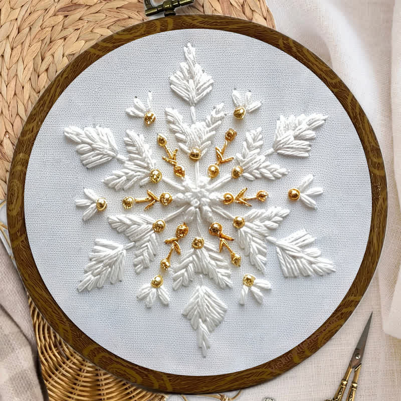 Rubbyoo Embroidery Kit - Gold and White Snowflake - image 7