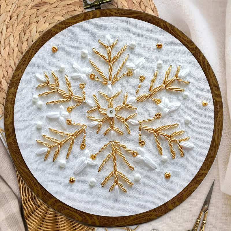 Rubbyoo Embroidery Kit - Gold and White Snowflake2 - image 8