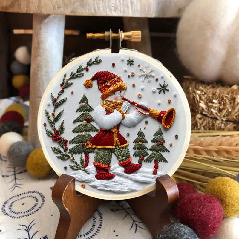 Rubbyoo Embroidery Kit - Christmas Trumpet Boy In The Snow - image 3