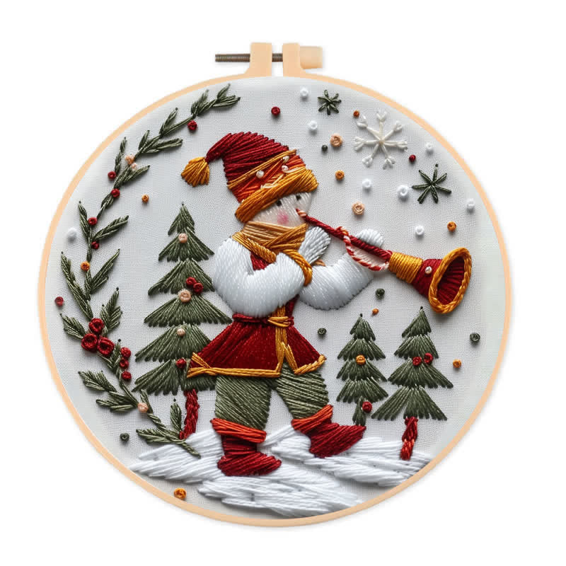 Rubbyoo Embroidery Kit - Christmas Trumpet Boy In The Snow - 20*20cm - image 0