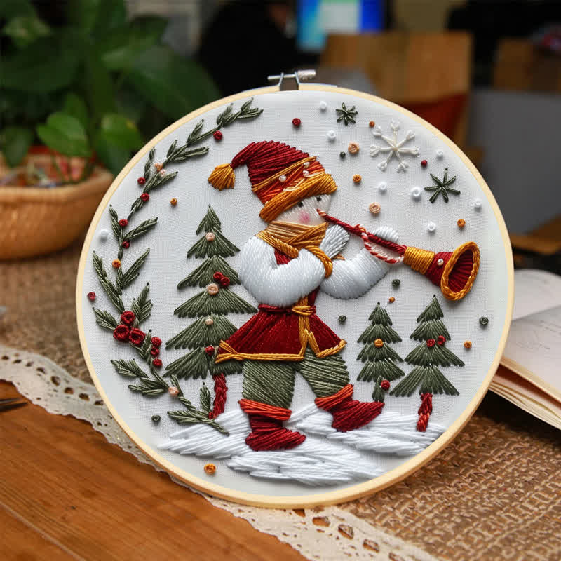 Rubbyoo Embroidery Kit - Christmas Trumpet Boy In The Snow - image 4