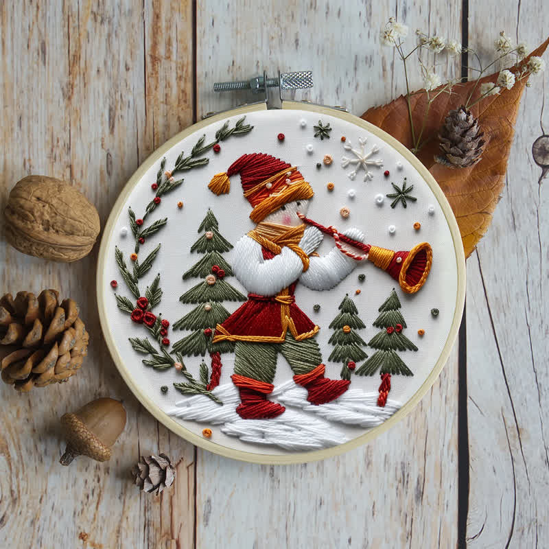 Rubbyoo Embroidery Kit - Christmas Trumpet Boy In The Snow - image 8