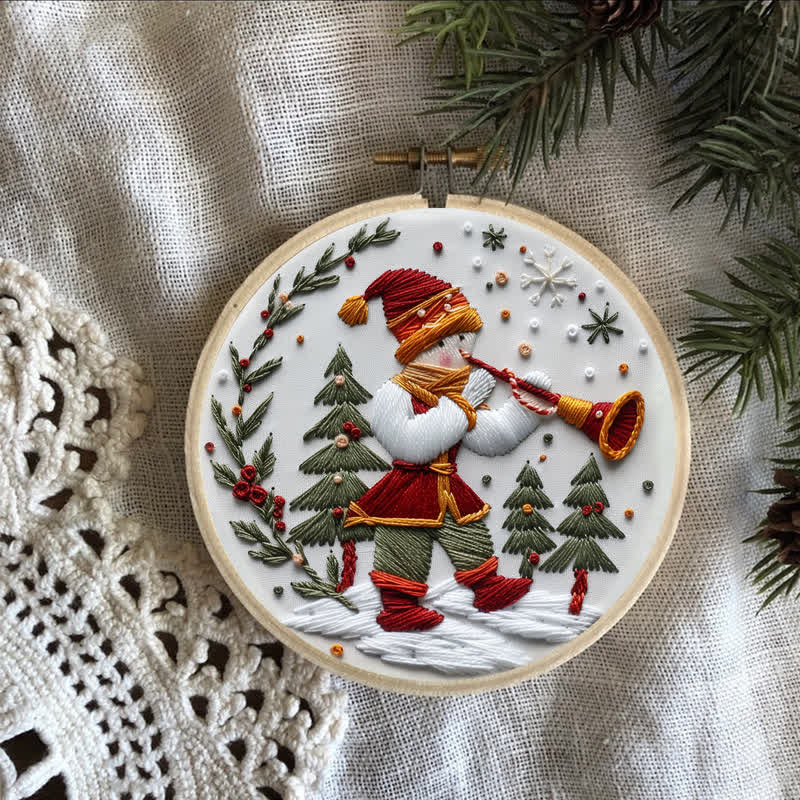 Rubbyoo Embroidery Kit - Christmas Trumpet Boy In The Snow - image 6