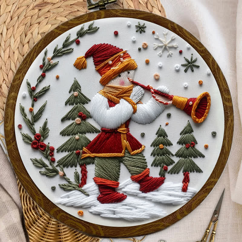 Rubbyoo Embroidery Kit - Christmas Trumpet Boy In The Snow - image 7