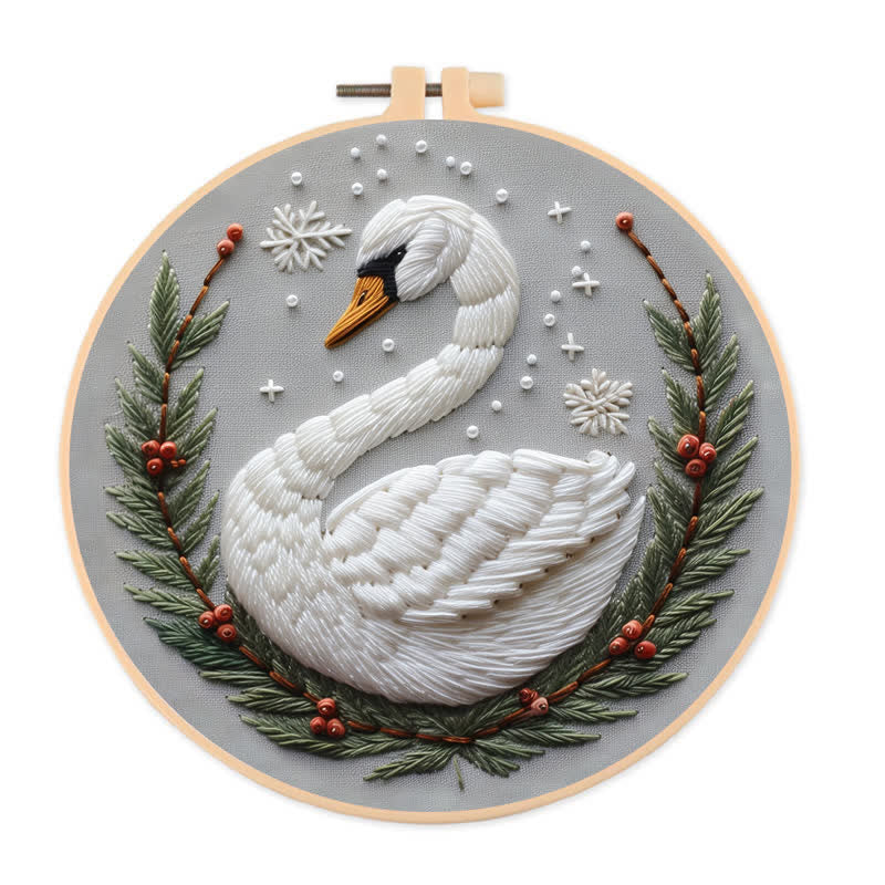 Rubbyoo Embroidery Kit - Seven Swans Swimming - 20*20cm - image 0