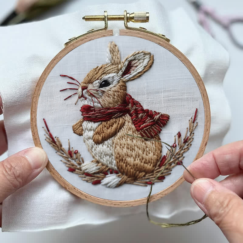 Rubbyoo Embroidery Kit - Winter Garden Rabbit - image 3