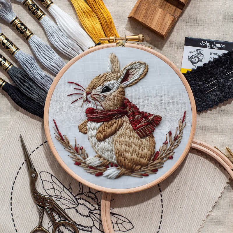 Rubbyoo Embroidery Kit - Winter Garden Rabbit - image 8