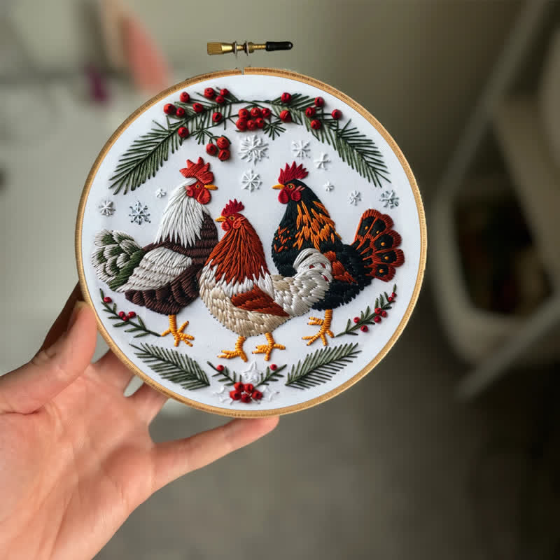 Rubbyoo Embroidery Kit - Chicken and Flowers - image 1