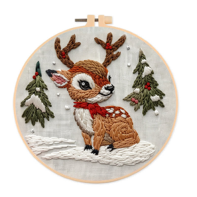 Rubbyoo Embroidery Kit - Christmas Baby Deer - 20*20cm - image 0