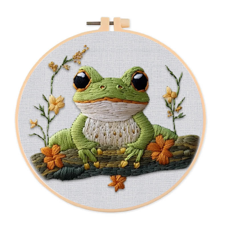 Rubbyoo Embroidery Kit - Frog Embroidery Hoop Art - 20*20cm - image 0