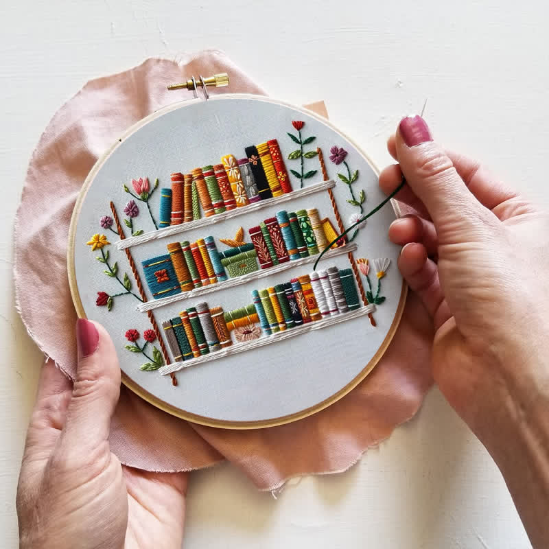 Rubbyoo Embroidery Kit - Bookshelf Book Lover DIY Craft Kit  - image 7
