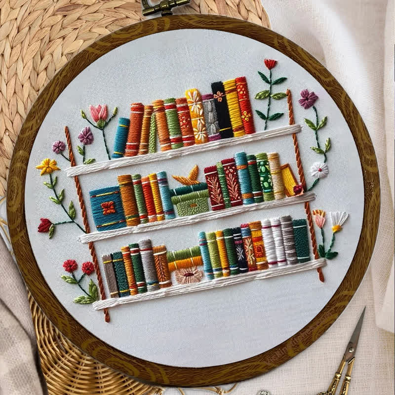 Rubbyoo Embroidery Kit - Bookshelf Book Lover DIY Craft Kit  - image 6