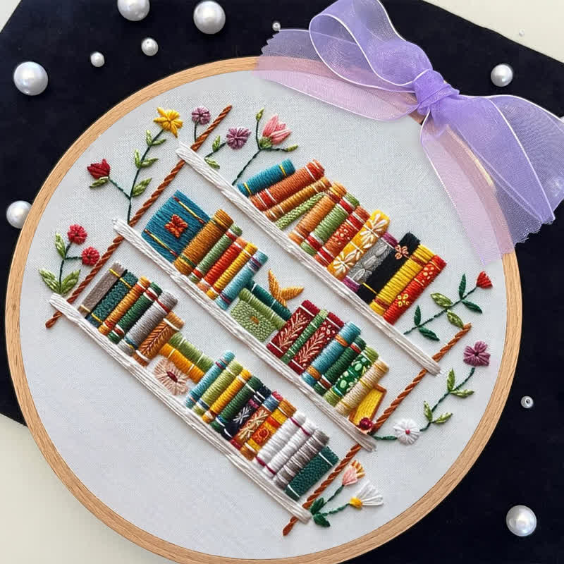 Rubbyoo Embroidery Kit - Bookshelf Book Lover DIY Craft Kit  - image 4