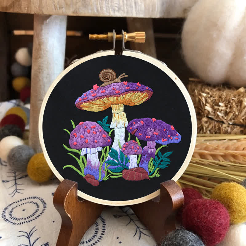 Rubbyoo Embroidery Kit -  Purple Mushroom Fantasy - image 1