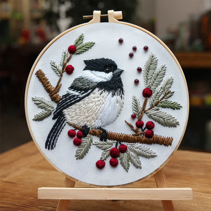 Rubbyoo Embroidery Kit - Christmas Chickadee - image 2
