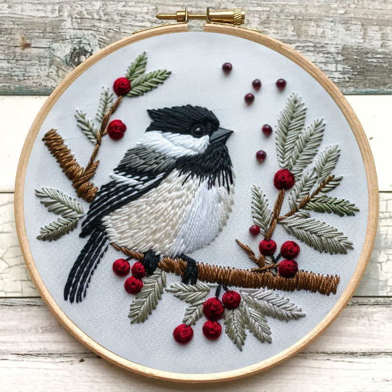 Rubbyoo Embroidery Kit - Christmas Chickadee - image 5