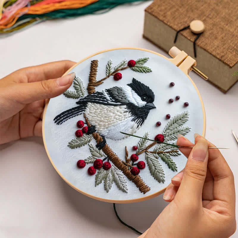 Rubbyoo Embroidery Kit - Christmas Chickadee - image 3