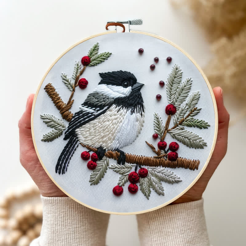 Rubbyoo Embroidery Kit - Christmas Chickadee - image 1