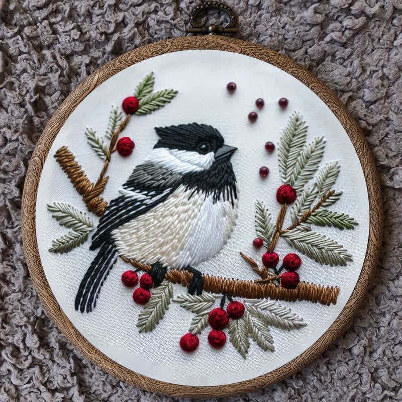 Rubbyoo Embroidery Kit - Christmas Chickadee - image 7