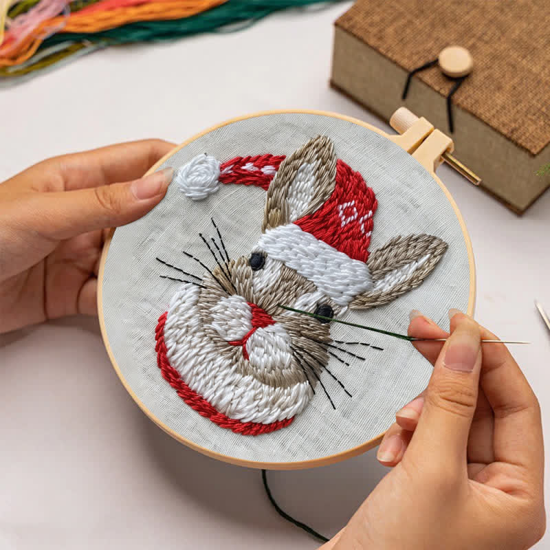 Rubbyoo Embroidery Kit - "Winter Bunny" Christmas Rabbit - image 1