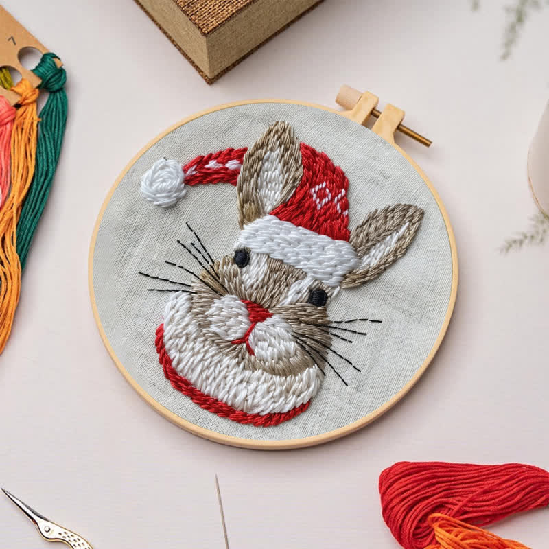 Rubbyoo Embroidery Kit - "Winter Bunny" Christmas Rabbit - image 2