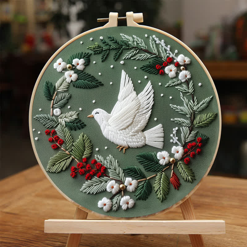 Rubbyoo Embroidery Kit - Winter Doves DIY Hoop Art - image 4