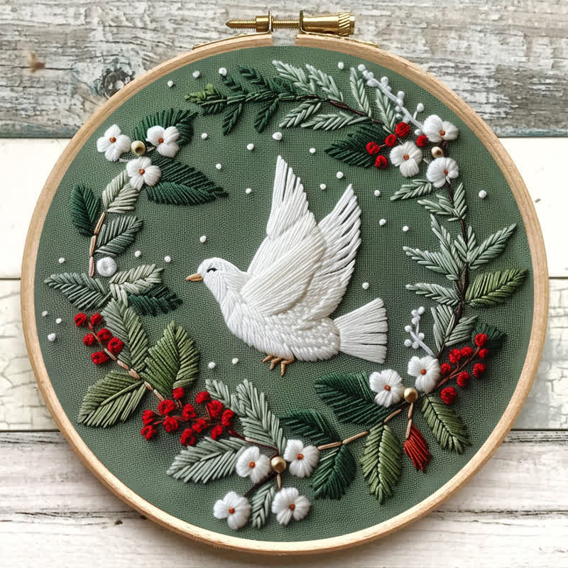Rubbyoo Embroidery Kit - Winter Doves DIY Hoop Art - image 5