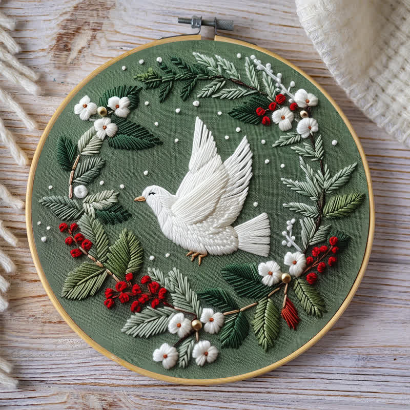 Rubbyoo Embroidery Kit - Winter Doves DIY Hoop Art - image 6