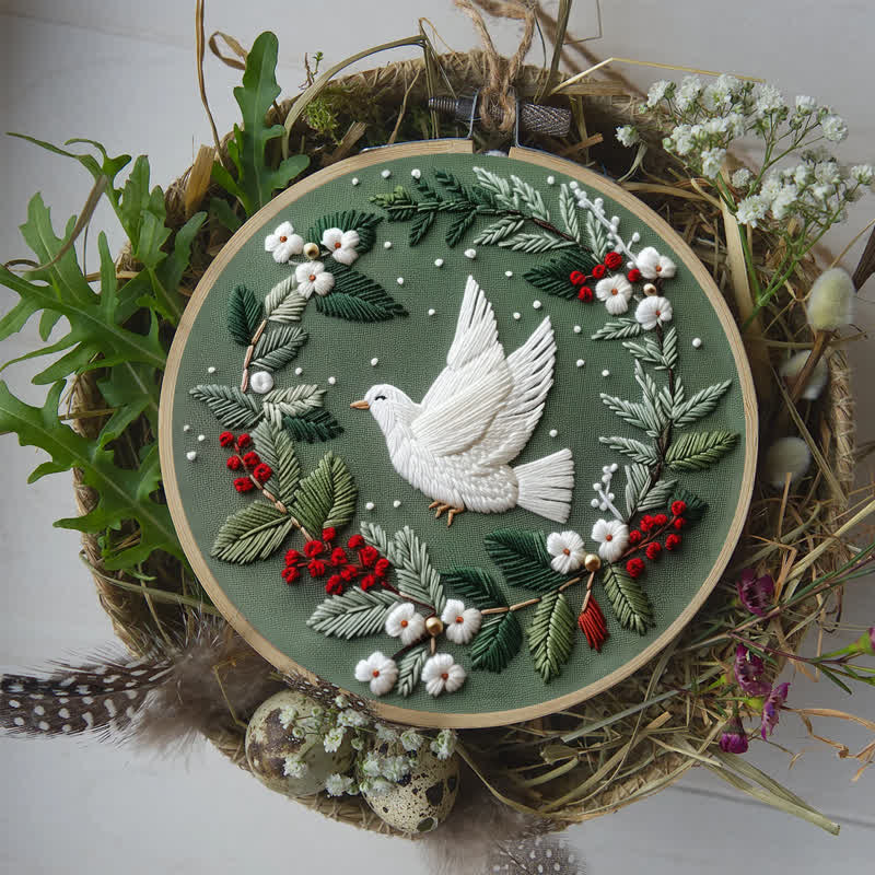 Rubbyoo Embroidery Kit - Winter Doves DIY Hoop Art - image 7
