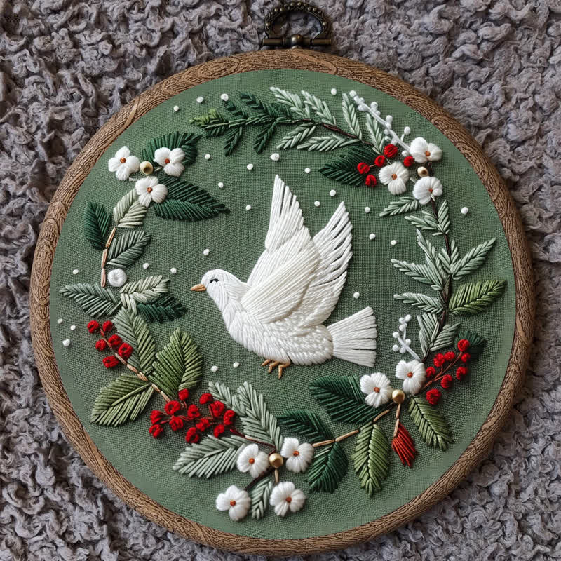 Rubbyoo Embroidery Kit - Winter Doves DIY Hoop Art - image 8