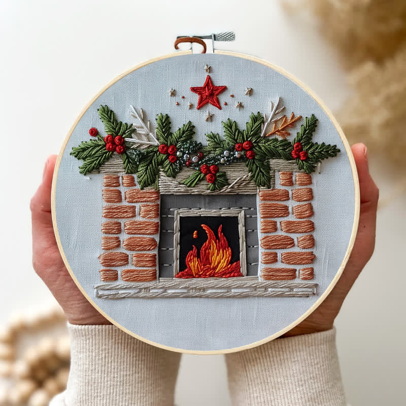 Rubbyoo Embroidery Kit - Christmas Fireplace - image 2