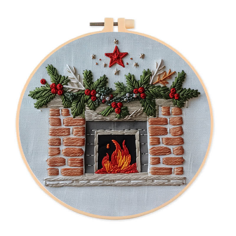 Rubbyoo Embroidery Kit - Christmas Fireplace - image 0