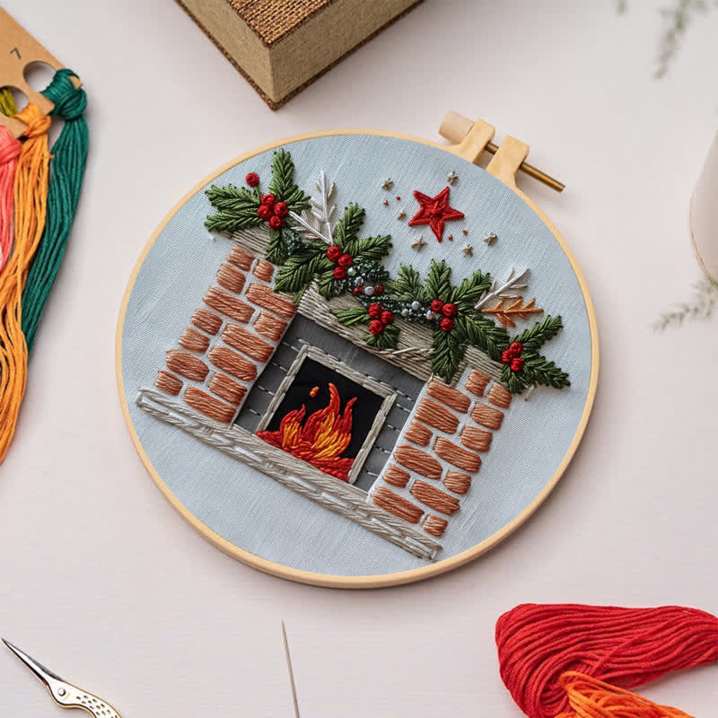 Rubbyoo Embroidery Kit - Christmas Fireplace - image 4