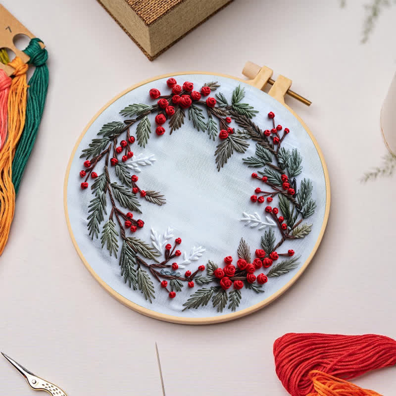 Rubbyoo Embroidery Kit - Christmas Wreath Best Wishes - image 1