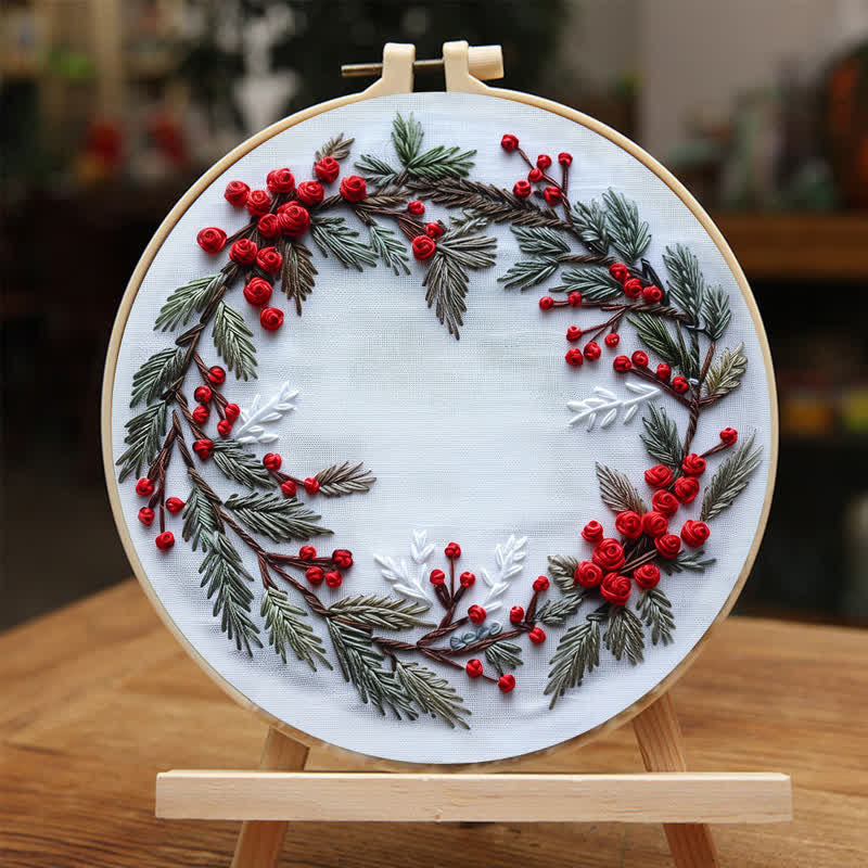 Rubbyoo Embroidery Kit - Christmas Wreath Best Wishes - image 4