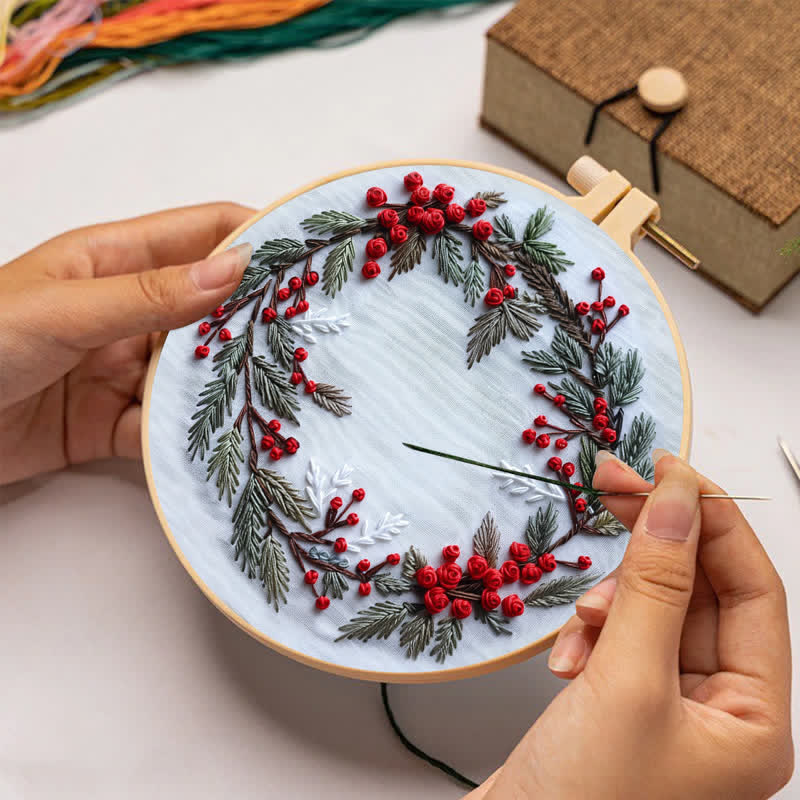 Rubbyoo Embroidery Kit - Christmas Wreath Best Wishes - image 2